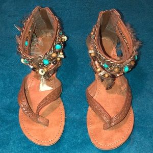 Feather & bead Sandals